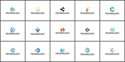 uppsättning av kreativ brev c modern liner digital teknologi logotyp design vektor