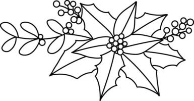 jul stjärna med enkel klotter rader är Begagnade till komplement jul och ny år konstverk. julstjärna, med både blommor och löv dragen som en blommig arrangemang, är placerad i en pott för jul. vektor