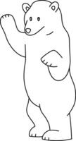 Polar- Bär Stand mit Posen. das Polar- Bär ist Weiß Stehen auf zwei und vier Beine, gezeichnet durch Hand mit einfach und einfach Linien. süß Gekritzel Karikatur von ein Polar- Bär Stehen vektor