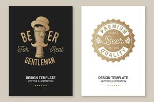 hantverk öl affisch, flygblad, mall, kort. vektor. årgång design för bar, pub och restaurang företag. underlägg för öl. vektor