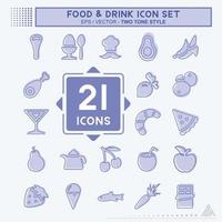 Icon Set Essen und Trinken - zweifarbiger Stil vektor