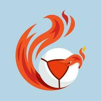 Teqball fliegend Feuer Ball Symbol Design Vektor, Emblem, Design Konzept, kreativ Symbol. vektor