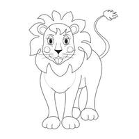 lejon färg sida för barn. hand dragen lejon översikt illustration. vektor