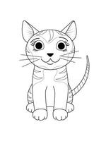 katt vektor illustration. svart och vit katt färg bok eller sida för barn. begrepp för hälsning kort.