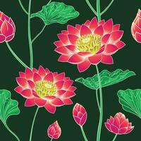 Lotus Blume und Blätter nahtlos Muster vektor