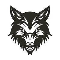 wütend Wolf Kopf schwarz Gliederung Kunst. wild Tier Vektor Illustration perfekt zum T-Shirt Design, Logo Design und Becher geruhen