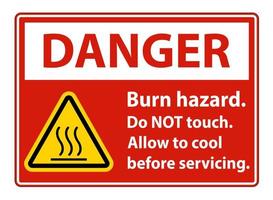 Gefahr Verbrennungsgefahr, Etikettenschild auf weißem Hintergrund nicht berühren touch vektor