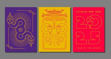 lunar ny år, kinesisk ny år 2025 , år av de orm , översikt ,stroke vektor