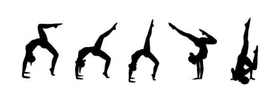 detailliert bunt Silhouette Yoga Vektor Illustration. Fitness Konzept. Gymnastik.