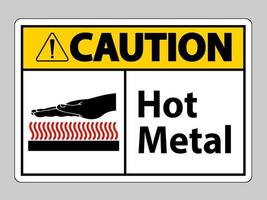 Vorsicht heißes Metallsymbolzeichen lokalisiert auf weißem Hintergrund vektor