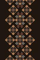 etnisk geometrisk tyg mönster korsa stitch.ikat broderi etnisk orientalisk pixel mönster brun bakgrund. abstrakt, vektor, illustration. textur, kläder, halsduk, dekoration, matta, siden tapet. vektor