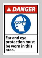 In diesem Bereich muss ein Gefahrenzeichen-Ohren- und Augenschutz getragen werden vektor