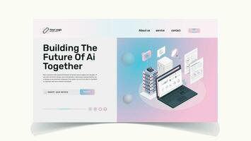 Gebäude Zukunft ai zusammen Landung Seite Netz ui Design Vorlage vektor