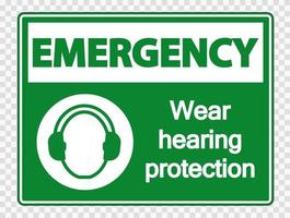 Notfall tragen Gehörschutz auf transparentem Hintergrund vektor