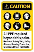 varning ppe krävs utöver denna punkt. hjälm, skyddsväst, skyddsglasögon, hörselskydd vektor
