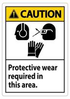 Warnschild Tragen Sie in diesem Bereich eine Schutzausrüstung mit PPE-Symbolen vektor