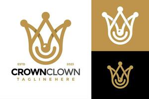 Lächeln Krone Clown Logo Design Vektor Symbol Symbol Illustration