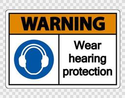 Warnung tragen Gehörschutz auf transparentem Hintergrund vektor