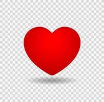 hjärta röd färg glad alla hjärtans hälsning mall isolera på transparent bakgrund, vektorillustration vektor