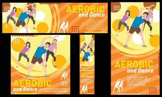 aerob Fitnessstudio und tanzen Banner Layout vektor