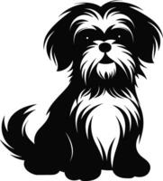 silhuett karaktär shih tzu hund, söt logotyp. vektor