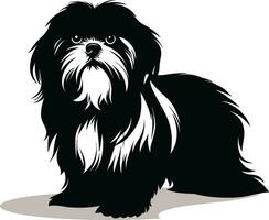 silhuett karaktär shih tzu hund, söt logotyp. vektor