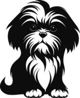 silhuett karaktär shih tzu hund, söt logotyp. vektor