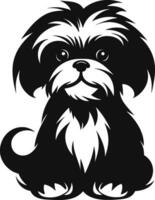 silhuett karaktär shih tzu hund, söt logotyp. vektor