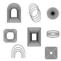 schweizerisch Bauhaus y2k Brutalist Elemente. abstrakt geometrisch Formen, zeitgenössisch Zahlen. Vektor Memphis Design, Primitive Element einstellen