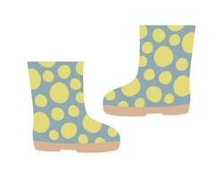 Blau Polka Punkt Gummi Stiefel. süß Frühling Element zum Ihre Design. vektor