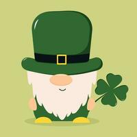 Zwerg zum st. Patrick's Tag. irisch Zwerg im ein Grün Hut. Vektor Illustration