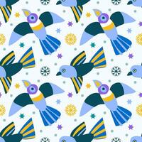 künstlerisch Winter Muster mit Vögel und Schneeflocken. es können Sein benutzt zum Textilien, Mode, Hintergrund, Verpackung Papier, Notizbücher vektor