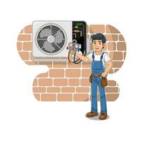 hvac-service-cartoon-charakter-design-illustration vektor