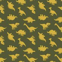 dinosaurie sömlös vektor illustration mönster isolerat på grön bakgrund