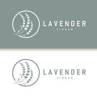 lavendel- logotyp elegant lila blomma växt illustration blommig prydnad design vektor