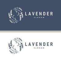 Lavendel Logo elegant lila Blume Pflanze Illustration Blumen- Ornament Design vektor