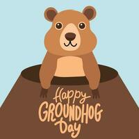 Lycklig groundhog dag inskrift. handstil text baner begrepp Lycklig groundhog dag. hand dragen vektor konst.