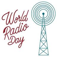 Welt Radio Tag Text Banner. Handschrift Text Welt Radio Tag. Hand gezeichnet Vektor Kunst