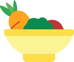 grönsaker och frukt i skål ikon vektor