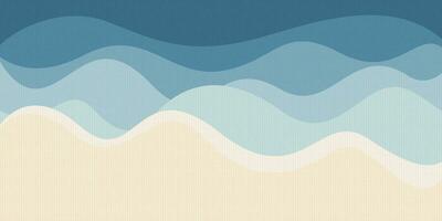 abstrakt Blau Meer mit Weiß Sand Strand Vektor Illustration. tropisch Blau Meer Konzept eben Design Hintergrund.