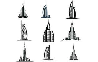 Dubai Stadt Silhouette. Vektor Dubai Stadt Illustration