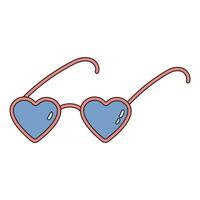 hjärta formad hippie retro glasögon. ikon av glasögon för valentine dag, kärlek symbol. vektor