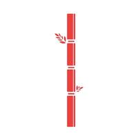 bambu vektor ikon illustration med röd färgad skugga silhuett isolerat på enkel vit bakgrund. lunar kinesisk ny år eller zen lugna spa tema teckning.