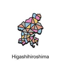 Karte Stadt von higashihiroshima Welt Karte International Vektor Vorlage mit Gliederung Grafik Stil, isoliert auf Weiß Hintergrund
