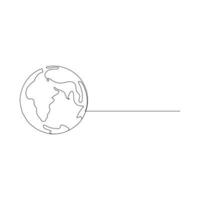 Erde Globus Welt Karte kontinuierlich einer Linie Zeichnung. Erde Globus Hand gezeichnet Insignien. Lager Vektor Illustration