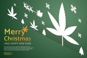 Weihnachtsmann mit Rentierschild und Weihnachtsbaum Cannabis-Marihuana-Pflanze. vektor