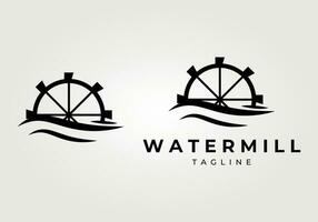 Wassermühle Logo Konzept Jahrgang Vektor Illustration Design, Symbol, Zeichen und Symbol