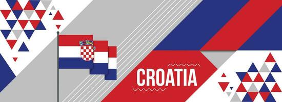 Kroatien National oder Unabhängigkeit Tag Banner Design zum Land Feier. Flagge von Kroatien mit modern retro Design und abstrakt geometrisch Symbole. Vektor Illustration