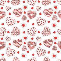 de mönster är sömlös med hjärtan i röd. hjärtans dag mönster för papper, för förpackning för bakgrund. vektor
