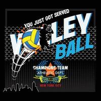 volleyboll ny york skriva ut för kläder med boll. typografi grafik för t-shirt. design för atletisk kläder på tee skjorta vektor illustration.